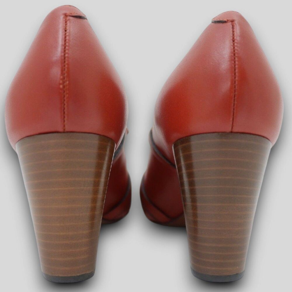 Chloé Leather Mary Jane Heels Terracotta Red Block Heels EU 37.5/US 7 Boxed EUC - Picture 4 of 13